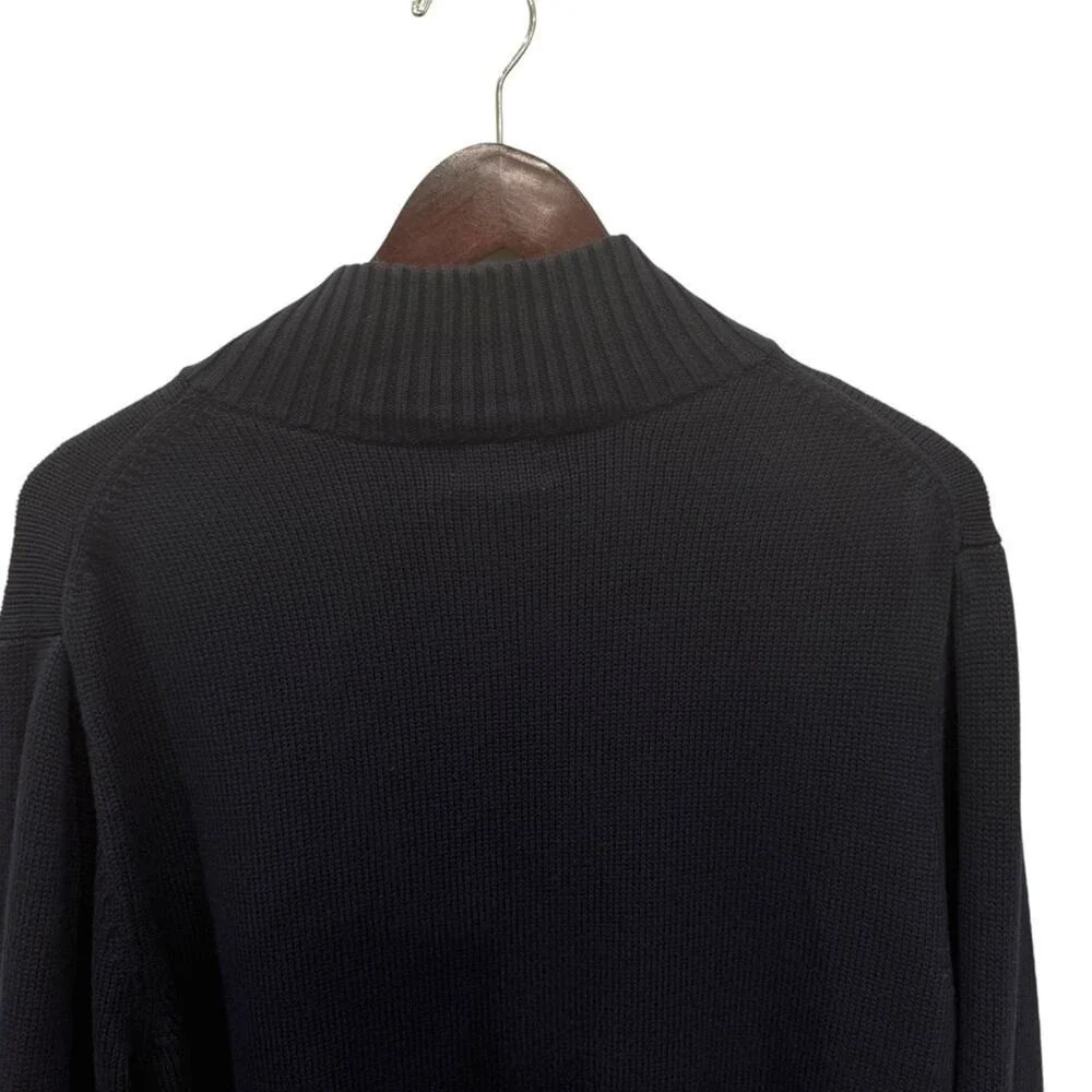 L.L. BEAN Men's Navy Blue 1/4 Zip Cotton Knitted Sweater Size L